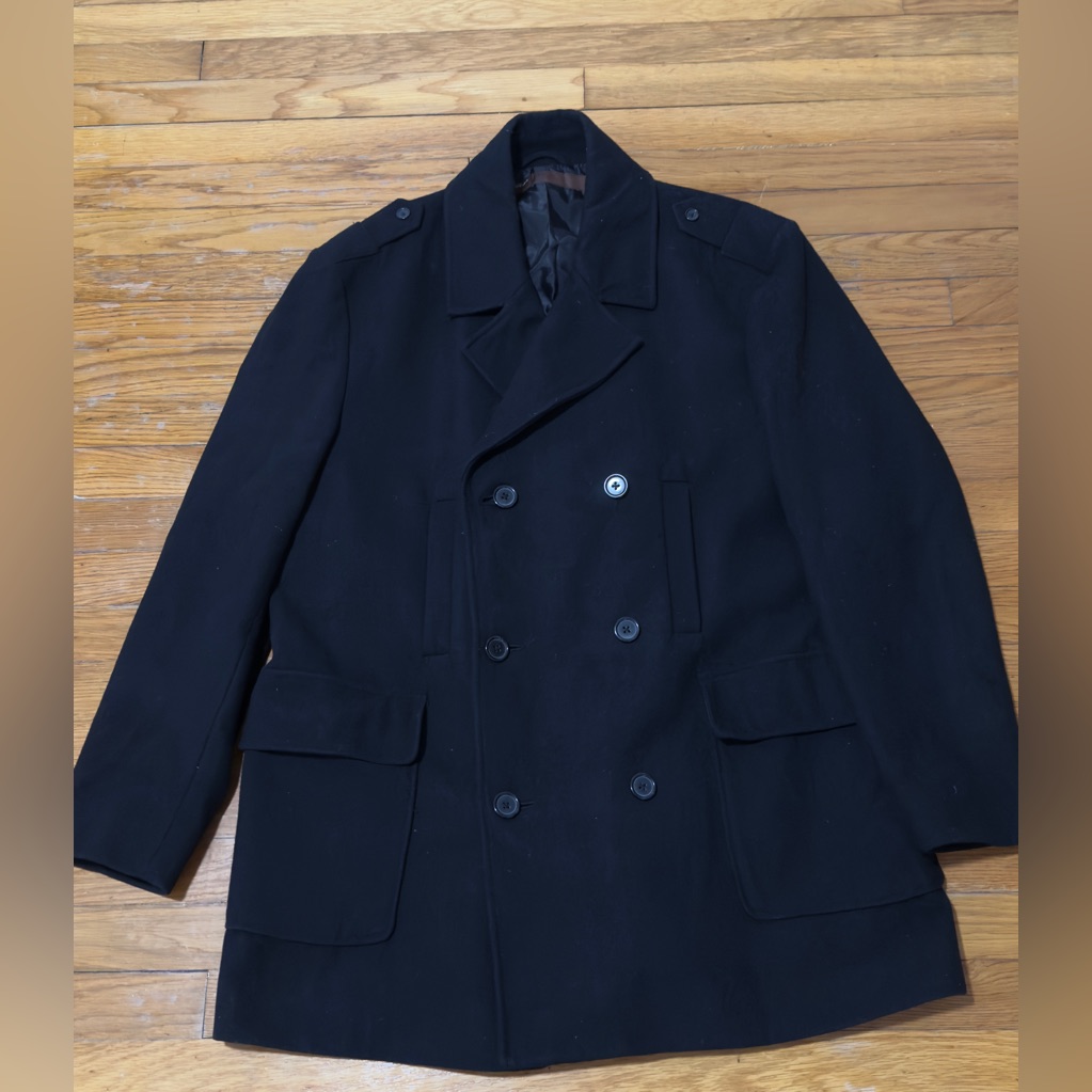 Perry Ellis Black Pea Coat, Men’s Xl